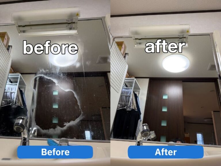 DIYでポリッシャーで磨いたら細かな傷がたくさんついてしまった洗面台をガラス再生研磨で元通りに直した写真